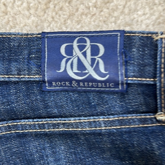 Dark Denim Rock & Republic Low Rise Bootcut Jeans With Crystal Pockets Sz 10 - Picture 14 of 15